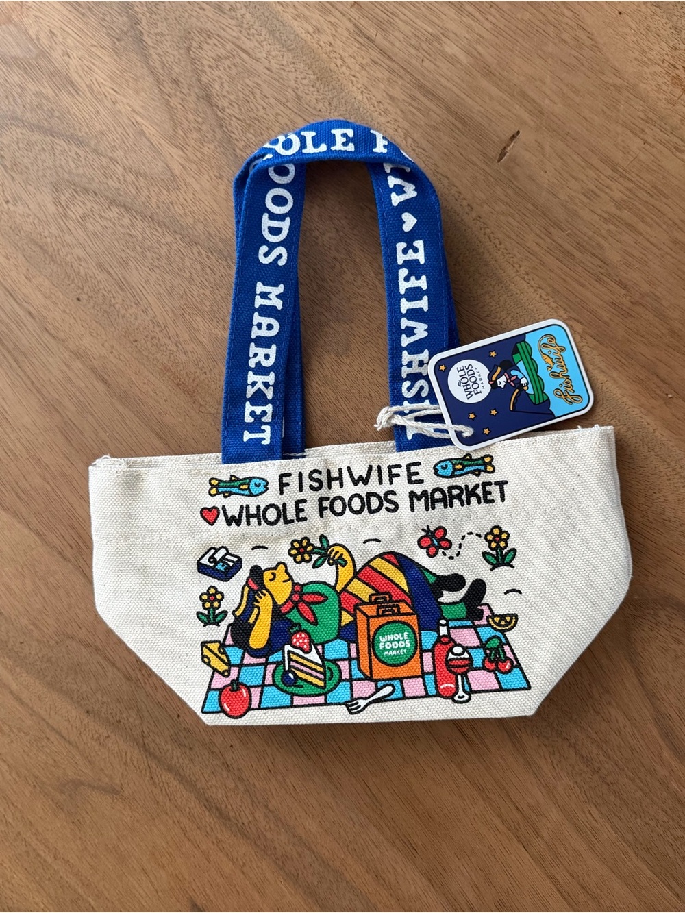 Fishwife Whole Foods micro canvas tote bag NWT